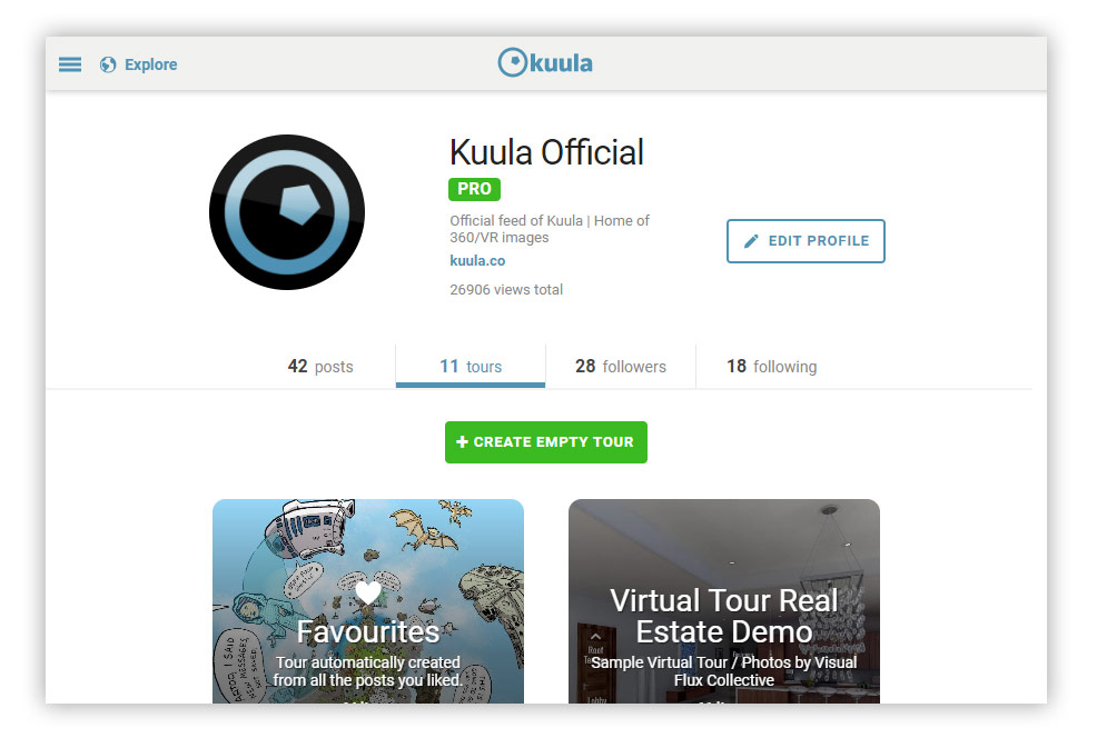 Kuula Virtual Tours - Add empty tour / collection